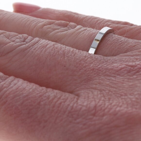 White Gold Wedding Band - 14k Stackable Ring - Picture 4 of 6